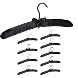Relaxdays Cintre en satin, Set de 10, Cintre rembourré doux pour vestes, Crochet rotatif 360°, 38 cm, noeud, noir