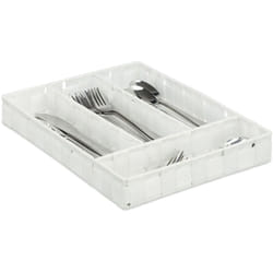 Relaxdays - Rangement à couverts, compartiments de tiroirs avec 4 blocs, les ustensiles de cuisine, 4,5x26x36 cm, blanc