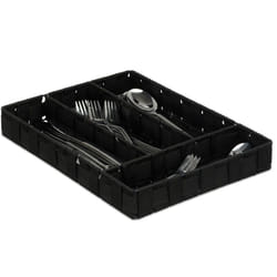 Relaxdays - Rangement à couverts, compartiments de tiroirs avec 4 blocs, les ustensiles de cuisine, 4,5x26x36 cm, noir