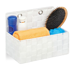 Relaxdays - Corbeille de rangement à suspendre, organiseur de salle de bain, couloir, à accrocher 20x25x15 cm, blanc