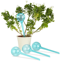 Relaxdays - Globes d'arrosage plastique, lot de 4, distributeur eau plantes 2 semaines pot fleurs 250 ml, bleu clair