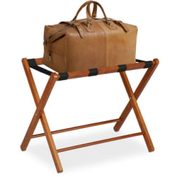Relaxdays - Porte-valises pliant, support à bagages, hlp : 54,5 x 66 x 44 cm, bois, pour hôtel et maison, nature