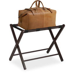 Relaxdays - Porte-valises pliant, support à bagages, hlp : 54,5 x 66 x 44 cm, bois, pour hôtel et maison, marron