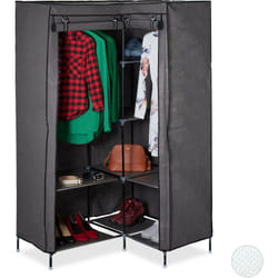 Relaxdays - Armoire de coin, 8 étages, 2 tringles, système d'emboîtage, portes, 169x100x83cm, armoire en tissu, anthracite