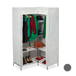 Relaxdays - Armoire de coin, 8 étages, 2 tringles, système d'emboîtage, portes, 169x100x83cm, armoire en tissu,blanc
