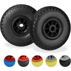 Relaxdays - Roue de brouette, caoutchouc, 3.00-4', 2x roue de rechange, pour axe de 25 mm, 260x85 mm, noir