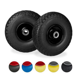 Relaxdays Roue de diable 2x roue de brouette caoutchouc pour axe de 20 mm 3.00-4 260 x 85 mm noir