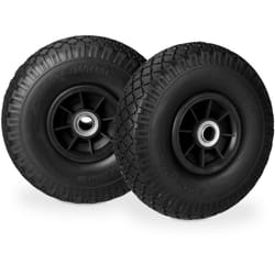 Relaxdays - Roue de diable, 2x roue de brouette caoutchouc, 3.00-4', 260 x 85 mm, pour axe de 20 mm, noir