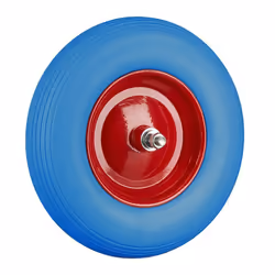 Relaxdays Roue de brouette caoutchouc roue de rechange avec axe 4.80 4.00-8 caoutchouc PU essieu 100 kg bleu rouge