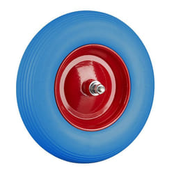 Relaxdays Roue de brouette caoutchouc roue de rechange avec axe 4.80 4.00-8 caoutchouc PU essieu 100 kg bleu rouge
