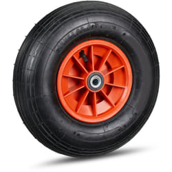 Relaxdays - Roue de brouette caoutchouc 200 kg, roue de rechange axe, caoutchouc essieu 4.00-6, 3 adaptateurs, noir-rouge
