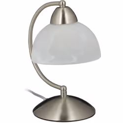 Cette lampe de table en métal coloré et verre blanc occupe plusieurs fonctions chez vous. Eclairage à côté du lit, elle est p ...