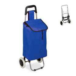 Relaxdays - Chariot de courses, pliable, 25 l sac d'achats avec roulettes, chargeable jusqu'à 10 kg, 91 x 40 x 30 cm,bleu