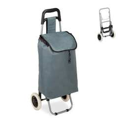 Relaxdays - Chariot de courses, pliable, 25 l sac d'achats avec roulettes, chargeable jusqu'à 10 kg, 91 x 40 x 30 cm,gris