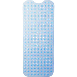 Tapis de bain, extra-large, massage, Bath mat avec ventouses, Carpette de bain lavable, 97 x 39 cm, bleu - Relaxdays