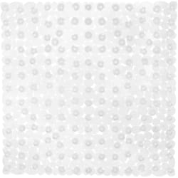 Tapis de douche aspect pierre, Tapis douche antidérapant av. ventouses, lavable, carré 53 x 53 cm, transparent - Relaxdays