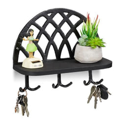 Relaxdays Armoire à clés Planche à clés Support et crochet vintage en bois garde robe murale HlP 23x27x12cmnoir