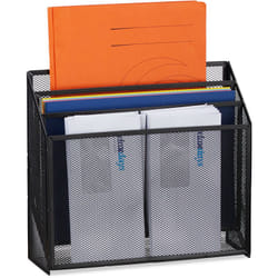 Relaxdays - Support à documents, rangement courrier autonome avec 3 rangements, pour le bureau, métal, 29,5x32x9 cm, Noir