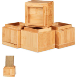 Relaxdays - Rehausseurs de meuble en lot de 4, Élévateurs d'env. 8,5 cm, tables, autres meubles, 10x11,5x11,5 cm, naturel