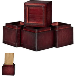 Relaxdays - Rehausseurs de meuble en lot de 4, Élévateurs d'env. 8,5 cm, tables, autres meubles, 10x11,5x11,5 cm, marron