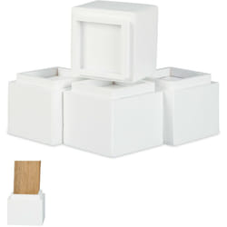 Relaxdays Rehausseurs de meuble en lot de 4, Élévateurs d’env. 8,5 cm, tables, autres meubles, 10x11,5x11,5 cm, blanc