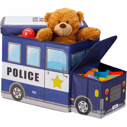 Faites un peu d'ordre et remplissez ce coffre à jouets avec des peluches, des jouets, des jeux de construction ou d'autres ob ...