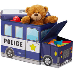 Relaxdays - Tabouret Coffre à jouets boîte à jouets couvercle pouf enfant pliable auto voiture 50 litres