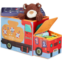 Relaxdays - Tabouret Coffre à jouets boîte à jouets couvercle pouf enfant pliable auto voiture 50 litres