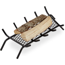 Relaxdays - Grille à bûches acier, HxlxP 17x69x34 cm porte-bûches solide, bois de cheminée, grill, support pieds, noir