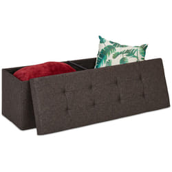 Relaxdays - Banquette, avec espace de rangement, pliable, rembourré, Avec grille de séparation, 120 l, Chambre, marron