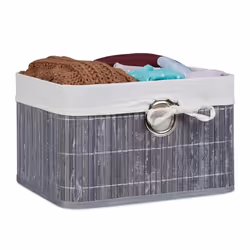 Relaxdays Corbeille Panier de rangement Housse amovible poignée Boîte étagère armoire HxlxP 20 x 31 x 31 cm gris