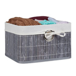 Relaxdays Corbeille Panier de rangement Housse amovible poignée Boîte étagère armoire HxlxP 20 x 31 x 31 cm gris