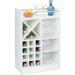 Relaxdays - tagère à vin, Rangement pour 8 bouteilles, support à verre de vin, support à vin, 63 x 50 x 28 cm, blanc