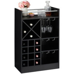 Relaxdays Étagère à vin, Rangement pour 8 bouteilles, support à verre de vin, support à vin, 63 x 50 x 28 cm, noir