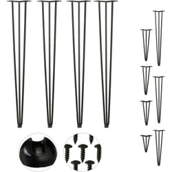 Relaxdays - Pieds en épingle à cheveux, jeu de 4, 3 entretoises,en métal,tabourets, table et armoire,86cm,3 entretoises