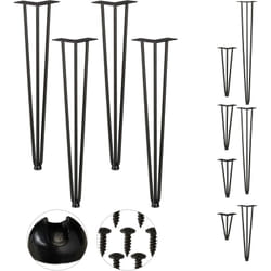 Relaxdays - Pieds en épingle à cheveux, jeu de 4, 3 entretoises, en métal,tabourets, table et armoire,60cm, 3 entretoises