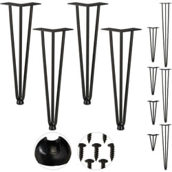 Relaxdays - Pieds en épingle à cheveux, jeu de 4, 3 entretoises, en métal,tabourets, table et armoire,40 cm, 3 entretoises