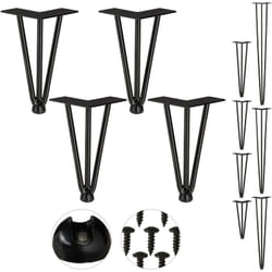 Relaxdays - Pieds en épingle à cheveux, jeu de 4, 3 entretoises, en métal,tabourets, table et armoire,20 cm, 3 entretoises