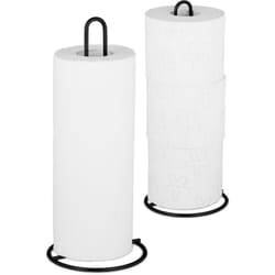 Relaxdays - Lot de 2 supports à essuie-tout, non fixe, aussi pour papier-toilette, métal, sobre, h x d : 32 x 13 cm, noir