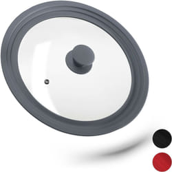 Couvercle casseroles, en verre rebord dégradé en silicone, casseroles et poêles 26-30 cm, HxD5x31,5cm,gris - Relaxdays