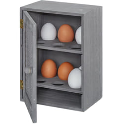 Relaxdays - Armoire à oeufs, pour 12 oeufs, style campagnard, a poser, en bois et métal, Etagère oeufs, HlP 25x18x12cm,