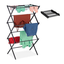 Tendoir lessive, pliable, extensible, 11 tiges, séchoir tour peu encombrant, Métal,gris - Relaxdays