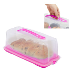 Relaxdays 4052025920760 boîte de rangement pour gâteau Rectangulaire Plastique Rose, Transparent