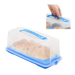 Relaxdays 4052025920791 boîte de rangement pour gâteau Rectangulaire Plastique Bleu, Transparent