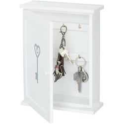 Relaxdays - Boîte à clefs en bois, motif clé, style maison de campagne, à suspendre, HxLxP 29 x 22 x 8 cm, blanc