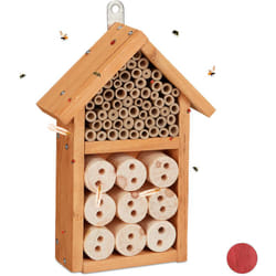 Hôtel à insectes kit assembler refuge insecte abeille abri coccinelle maison à insectes, 26 x 16 x 6 cm, jaune - Relaxdays