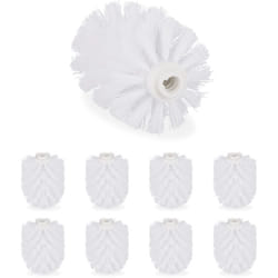 Relaxdays - Tête de rechange brosse wc, lot de 9, filetage intérieur 12 mm, Diamètre 8 cm, tête brosse toilettes, blanc