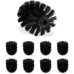 Relaxdays - Tête de rechange brosse wc, lot de 9, filetage intérieur 12 mm, Diamètre 8 cm, tête brosse toilettes, noir