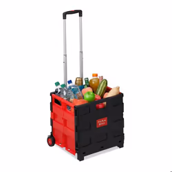 Relaxdays Chariot de courses pliable poignée roulettes en caoutchouc 35 kg poussette de marché aluminium rouge