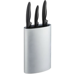 Relaxdays - Rangement couteaux, ovale, non garni, avec insert en tiges plastiques, h x l x p 22 x 16,5 x 6,5 cm, argenté
